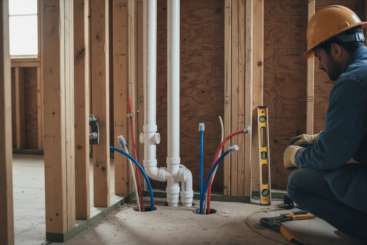 Drain and supply rough-in during Drain Cleaning in Waterford
